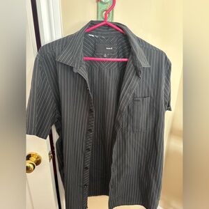 Hurley Black Pinstripe Short-Sleeve Button-Up Shirt